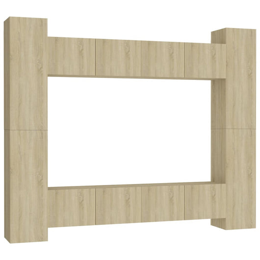 Set di Mobili Porta TV 8 pz Rovere Sonoma in Legno Multistrato 3078965