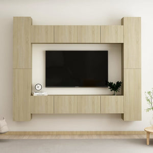 Set di Mobili Porta TV 8 pz Rovere Sonoma in Legno Multistrato 3078965