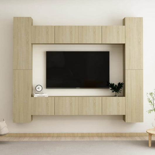 Set di Mobili Porta TV 8 pz Rovere Sonoma in Legno Multistrato 3078965