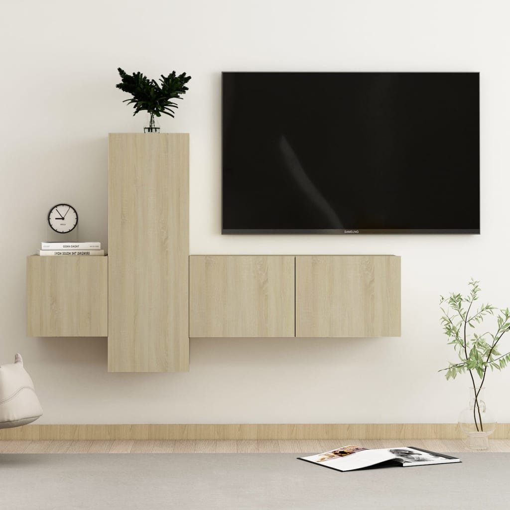 Set Porta TV 3 pz Rovere Sonoma in Truciolato cod mxl 12970