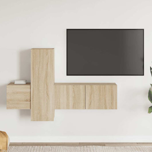 Set di Mobili Porta TV 3 pz-Set di 3 Credenza per TV Rovere Sonoma in Legno Multistrato 425151