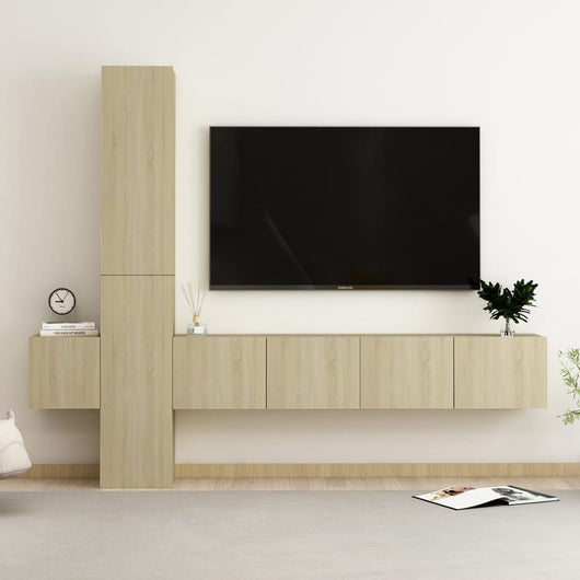Set di Mobili Porta TV 5 pz Rovere Sonoma in Legno Multistrato 3078970