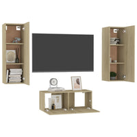 Set di Mobili TV 3 pz-Set di 3 Credenza per TV Rovere Sonoma in Legno Multistrato
