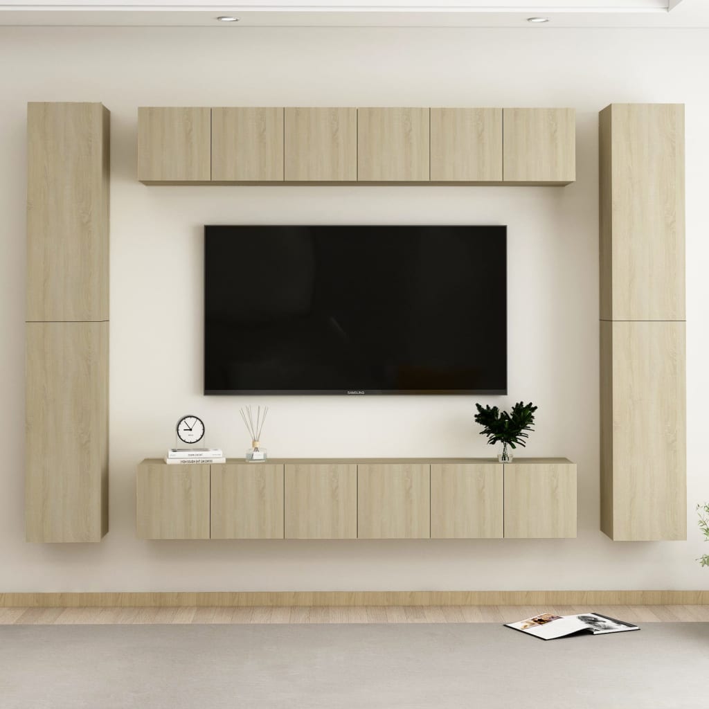 Set Porta TV 10 pz Rovere Sonoma in Truciolato  cod mxl 6855