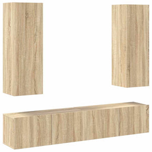 Set di Mobili TV 4 pz-Set di 4 Credenza per TV Rovere Sonoma in Legno Multistrato 445398