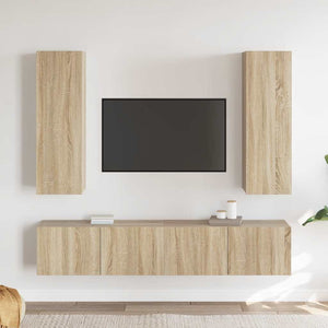 Set di Mobili TV 4 pz-Set di 4 Credenza per TV Rovere Sonoma in Legno Multistrato 445398