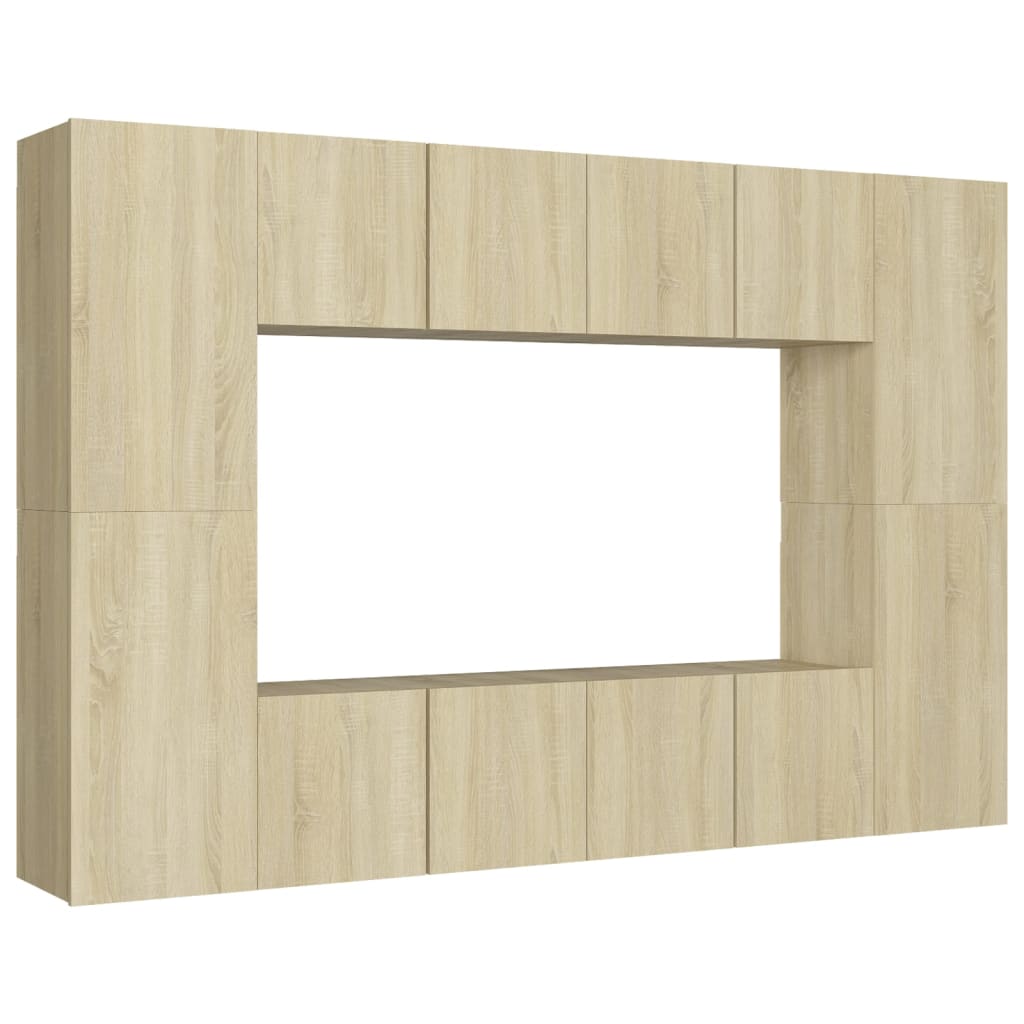 Set di Mobili Porta TV 8 pz Rovere Sonoma in Legno Multistrato 3078983