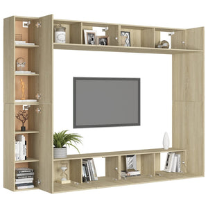 Set di Mobili Porta TV 8 pz Rovere Sonoma in Legno Multistrato 3078985