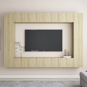 Set di Mobili Porta TV 8 pz Rovere Sonoma in Legno Multistrato 3078985
