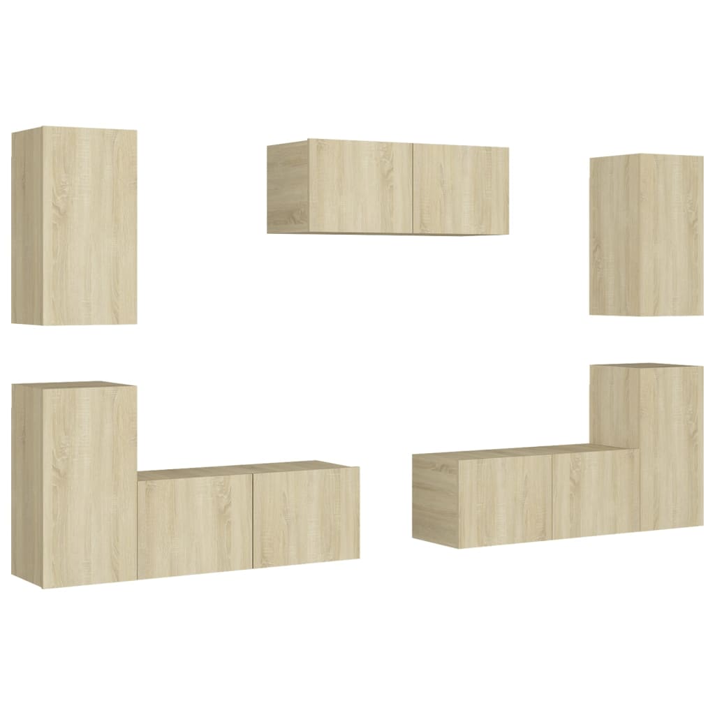 Set Porta TV 7 pz Rovere Sonoma in Truciolato cod mxl 33883