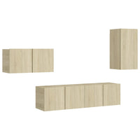 Set di Mobili TV 4 pz Rovere Sonoma in Legno Multistrato 3078992