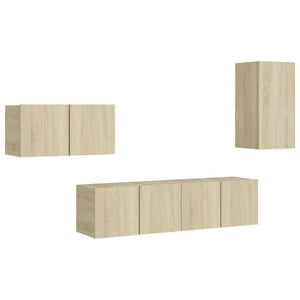 Set di Mobili TV 4 pz Rovere Sonoma in Legno Multistrato 3078992