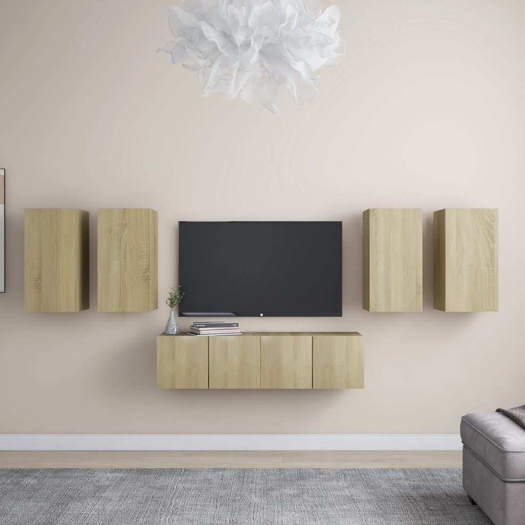 Set Porta TV 6 pz Rovere Sonoma in Truciolato cod mxl 67711