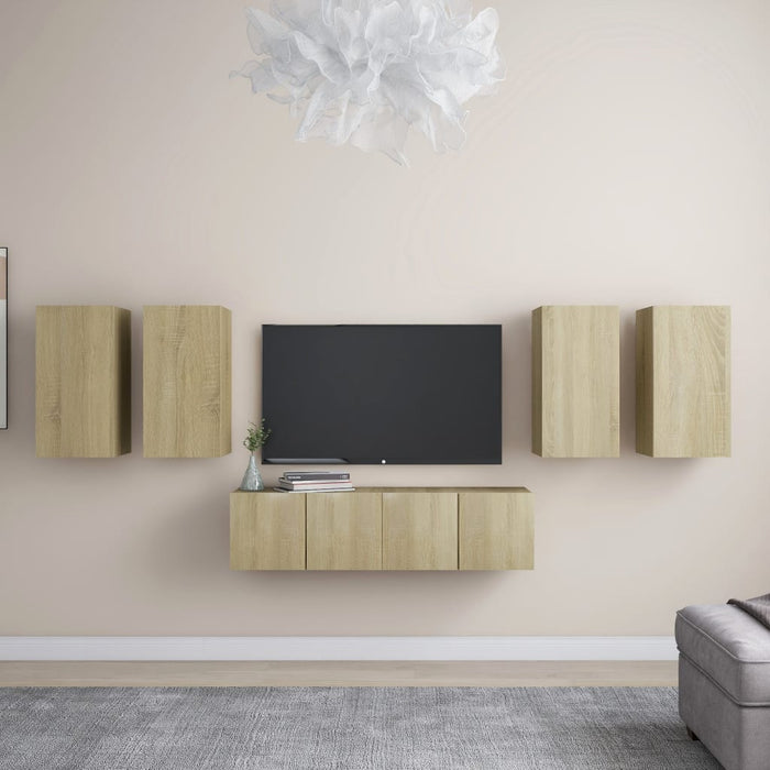 Set Porta TV 6 pz Rovere Sonoma in Truciolato cod mxl 67711