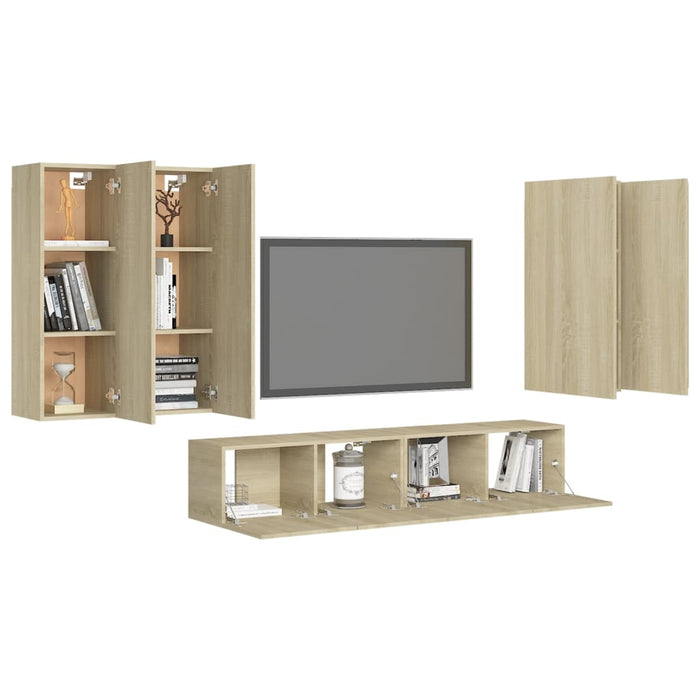Set Porta TV 6 pz Rovere Sonoma in Truciolato cod mxl 20206