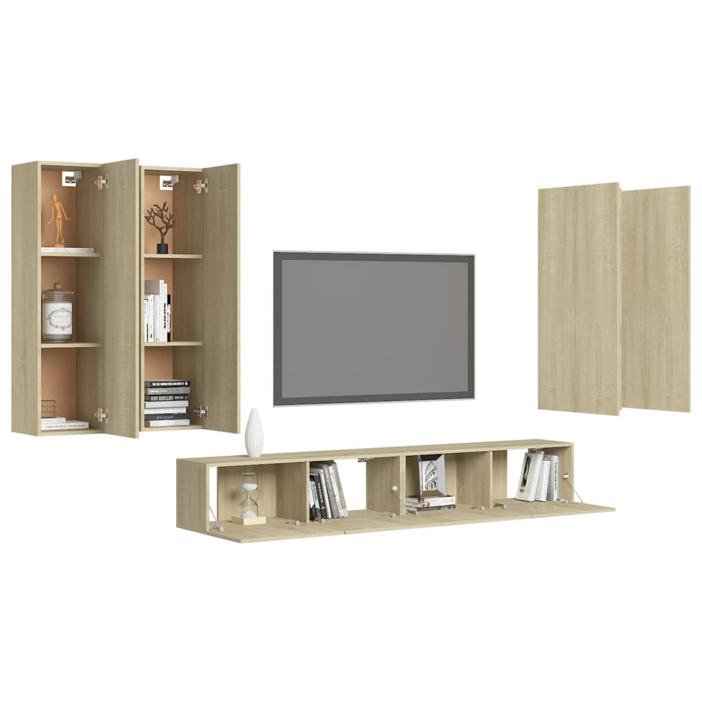 Set Porta TV 6 pz Rovere Sonoma in Truciolato cod mxl 30255