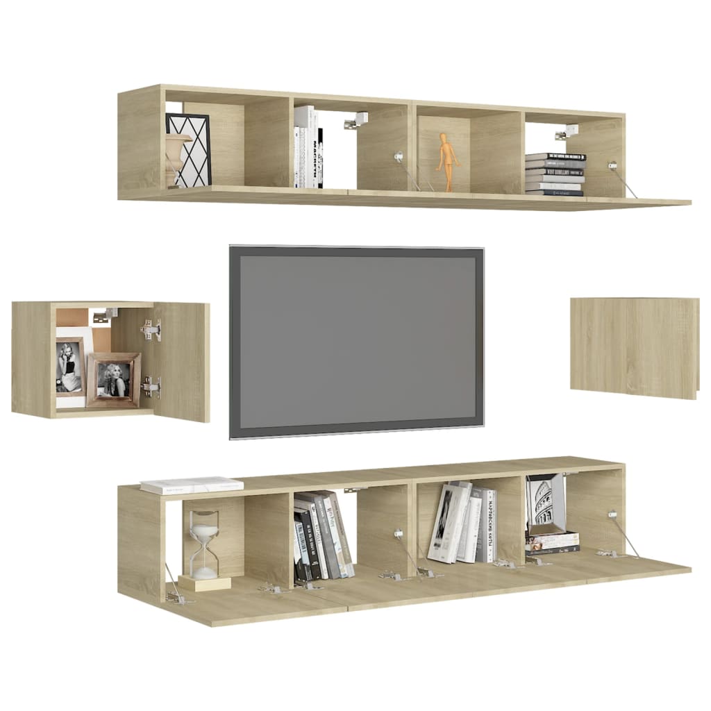 Set Mobili TV 6 pz Rovere Sonoma in Truciolato cod mxl 11687