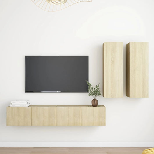Set di Mobili TV 4 pz-Set di 4 Credenza per TV Rovere Sonoma in Legno Multistrato 559829