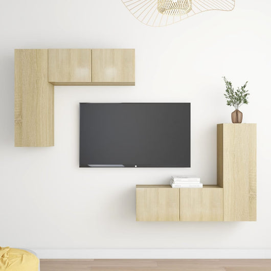 Set di Mobili TV 4 pz-Set di 4 Credenza per TV Rovere Sonoma in Legno Multistrato 874854
