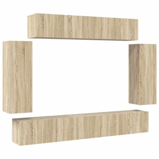 Set di Mobili Porta TV 6 pz Rovere Sonoma in Legno Multistrato 3079014
