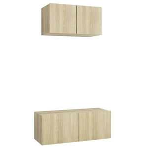 Set di Mobili Porta TV 2 pz Rovere Sonoma in Legno Multistrato 3079015