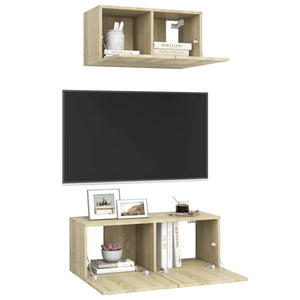 Set di Mobili Porta TV 2 pz Rovere Sonoma in Legno Multistrato 3079015