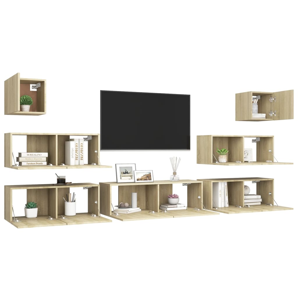 Set Mobili TV 7 pz Rovere Sonoma in Truciolato cod mxl 11722