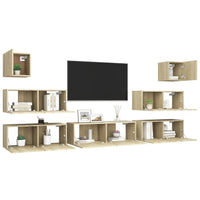 Set Mobili TV 7 pz Rovere Sonoma in Truciolato cod mxl 11722