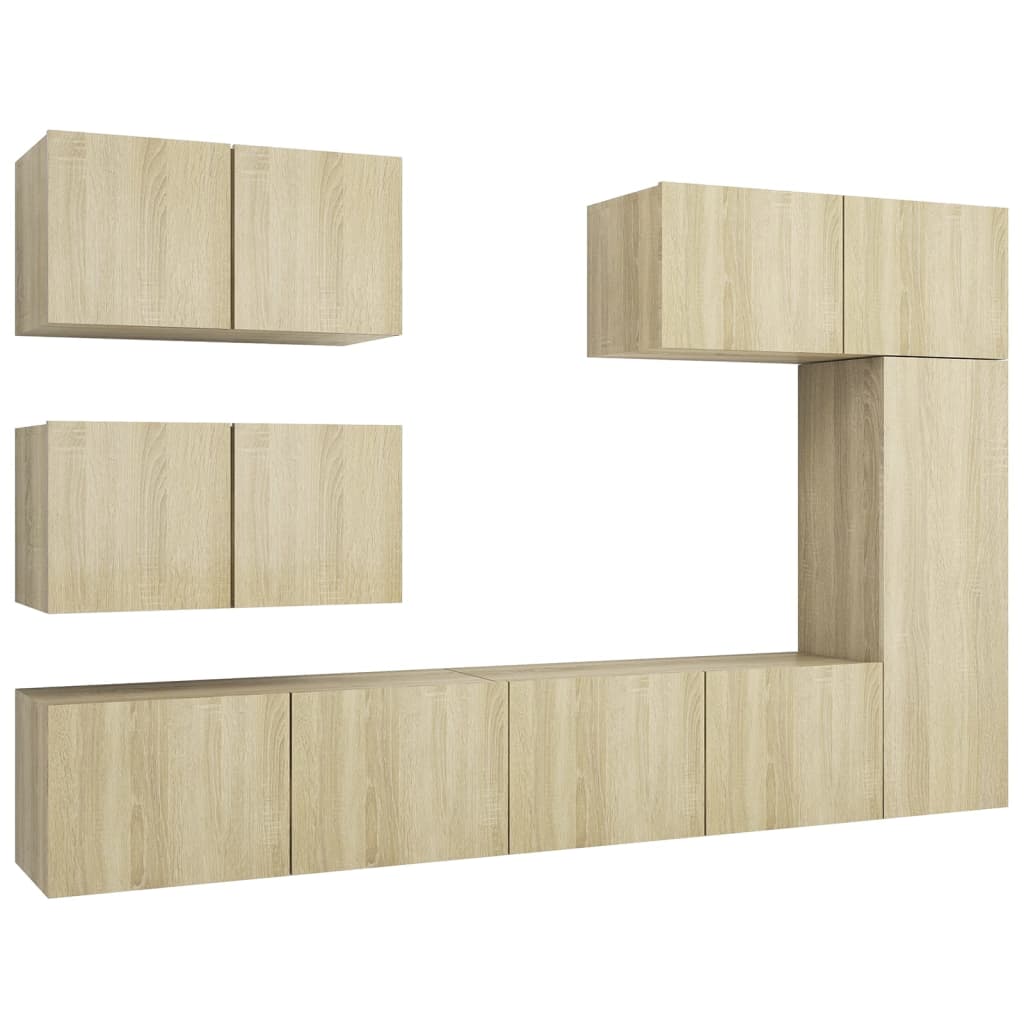 Set di Mobili Porta TV 6 pz Rovere Sonoma in Legno Multistrato 3079030