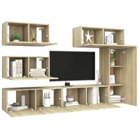 Set di Mobili Porta TV 6 pz Rovere Sonoma in Legno Multistrato 3079030