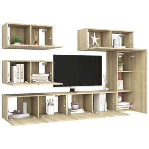 Set di Mobili Porta TV 6 pz Rovere Sonoma in Legno Multistrato 3079030