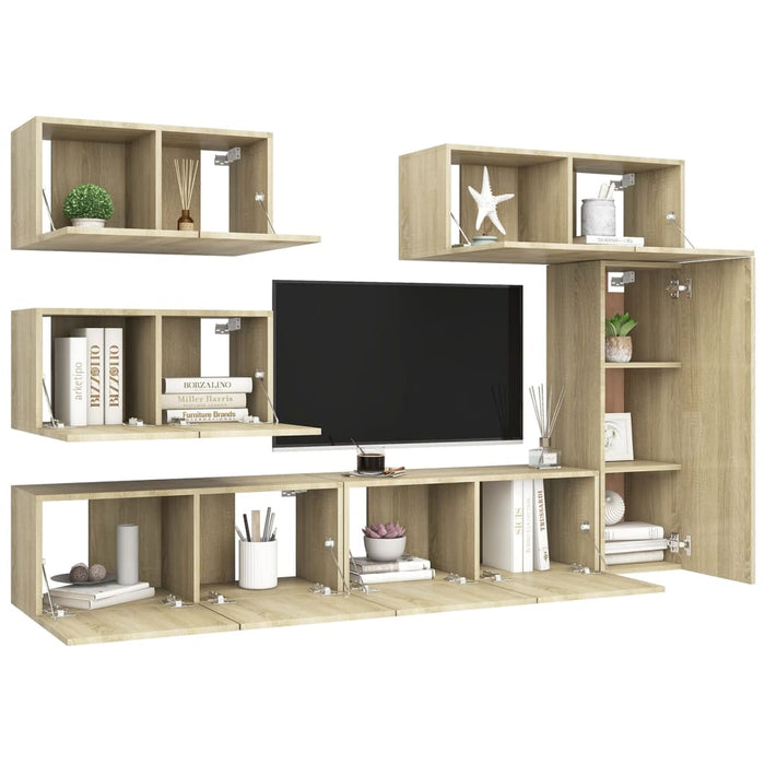 Set di Mobili Porta TV 6 pz Rovere Sonoma in Legno Multistrato 3079030