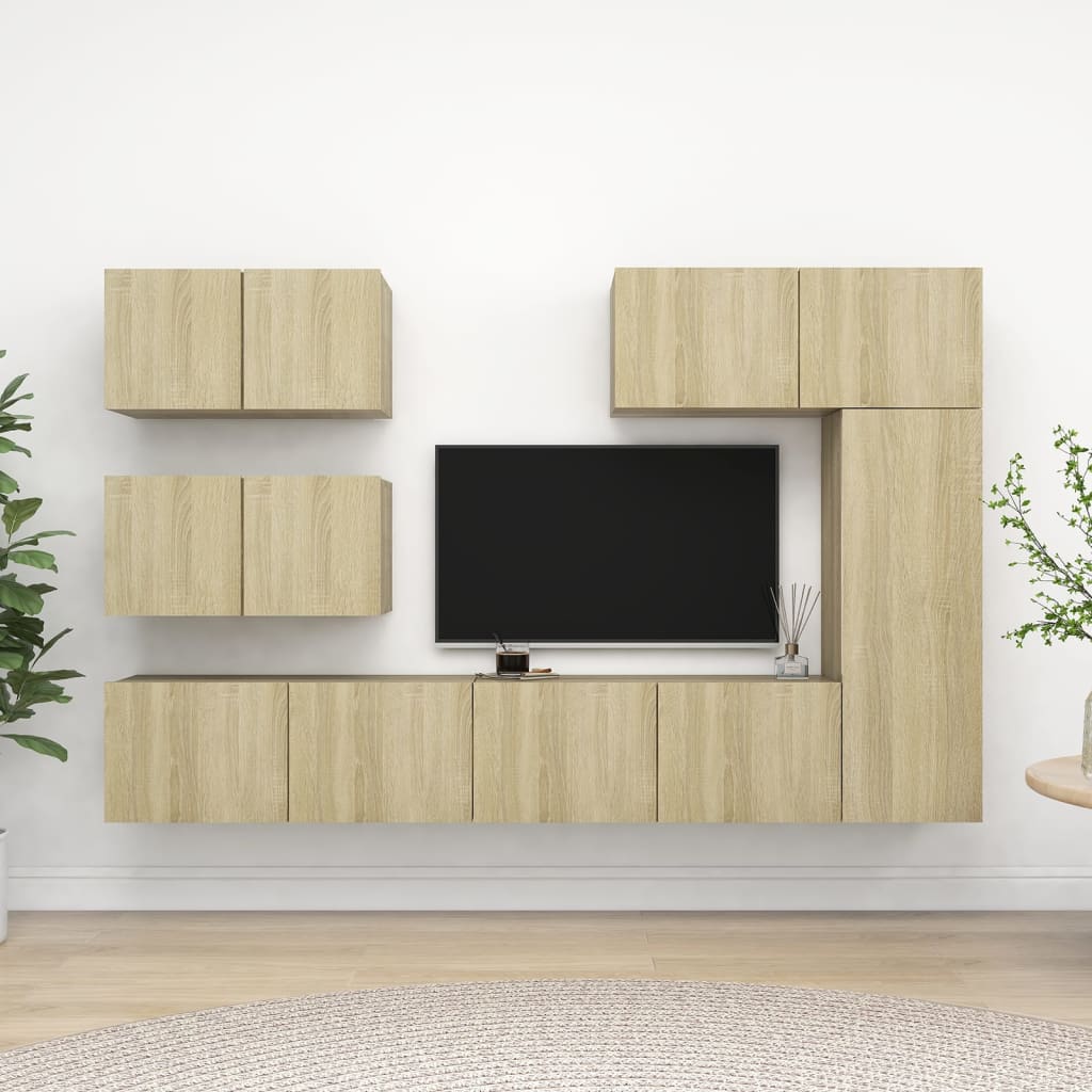 Set di Mobili Porta TV 6 pz Rovere Sonoma in Legno Multistrato 3079030