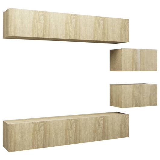 Set di Mobili Porta TV 6 pz Rovere Sonoma in Legno Multistrato 3079041