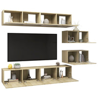 Set di Mobili Porta TV 6 pz Rovere Sonoma in Legno Multistrato 3079041