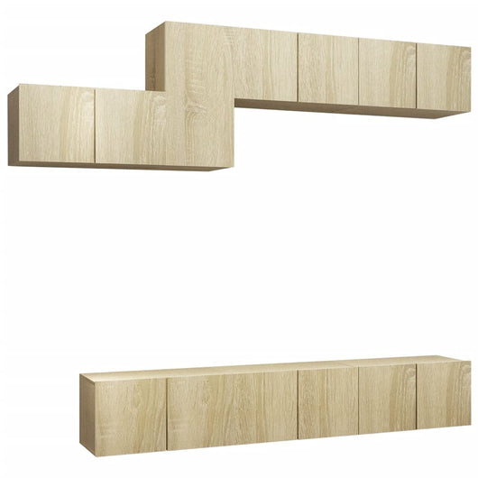 Set di Mobili Porta TV 7 pz Rovere Sonoma in Legno Multistrato 3079044