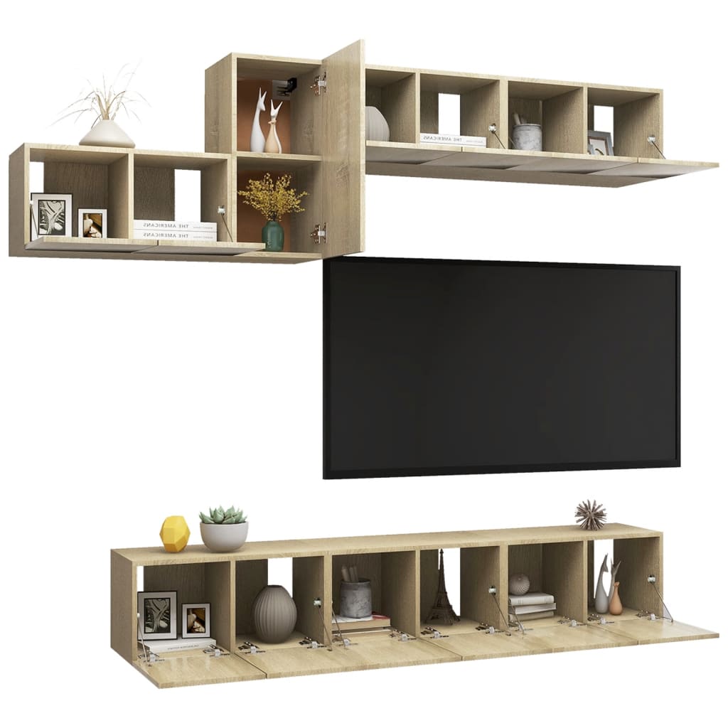 Set Porta TV 7 pz Rovere Sonoma in Truciolato cod mxl 10027