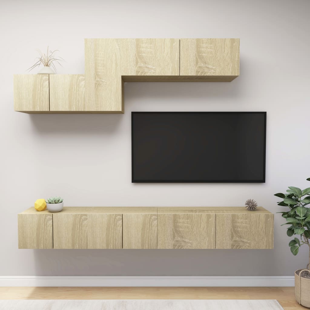 Set di Mobili Porta TV 6 pz Rovere Sonoma in Legno Multistrato 3079045