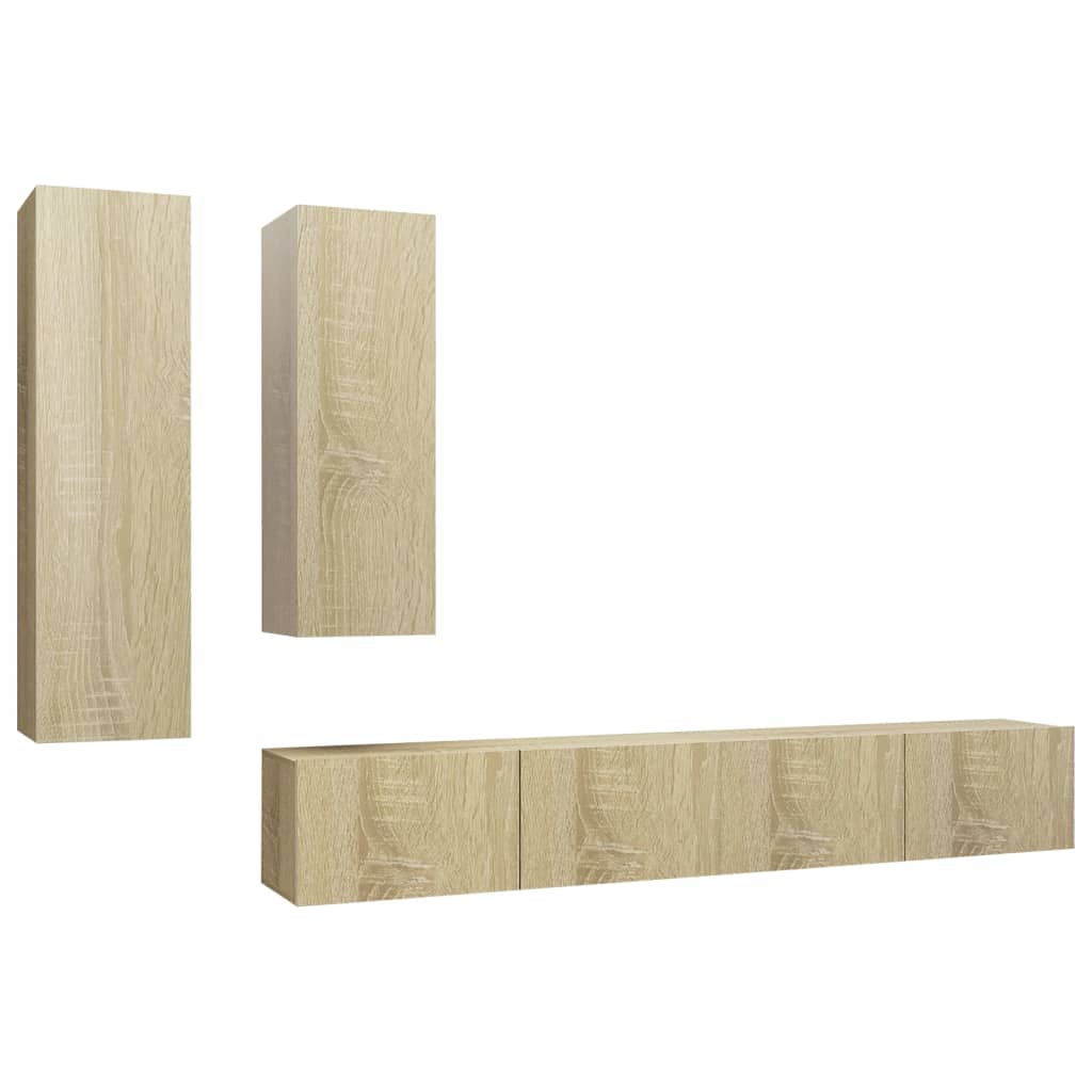 Set di Mobili TV 4 pz Rovere Sonoma in Legno Multistrato 3079048