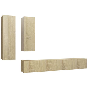 Set di Mobili TV 4 pz-Set di 4 Credenza per TV Rovere Sonoma in Legno Multistrato 654687