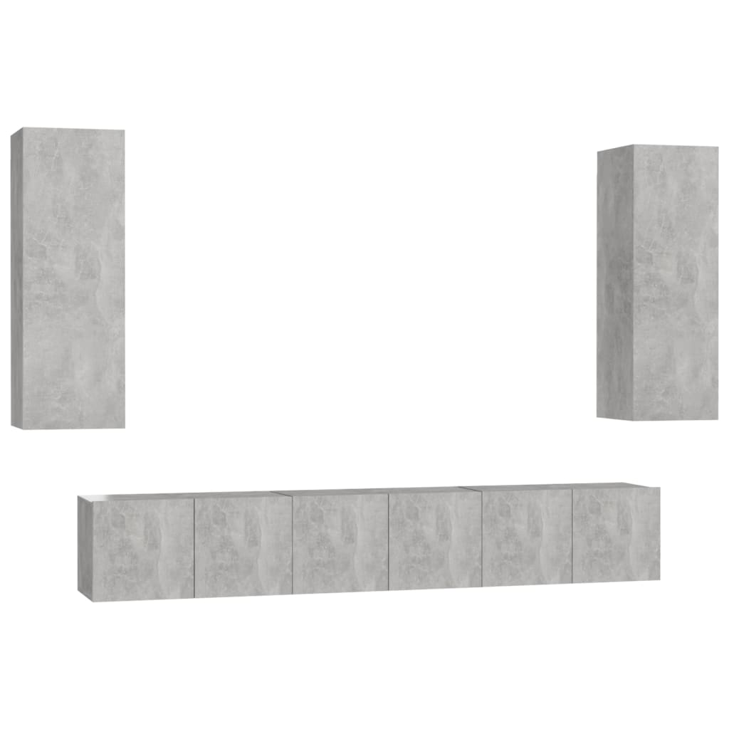 Set Porta TV 5 pz Grigio Cemento in Truciolato  cod mxl 35676