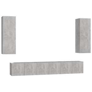 Set Porta TV 5 pz Grigio Cemento in Truciolato  cod mxl 35676