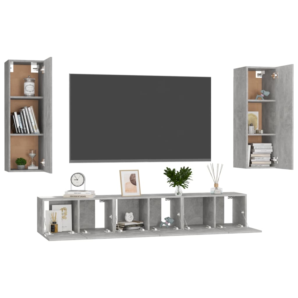 Set Porta TV 5 pz Grigio Cemento in Truciolato  cod mxl 35676