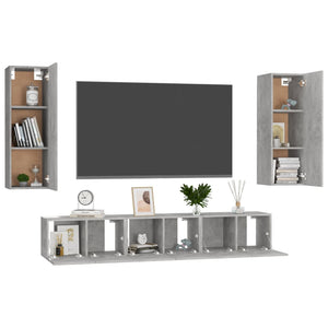 Set Porta TV 5 pz Grigio Cemento in Truciolato  cod mxl 35676