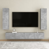 Set di Mobili Porta TV 4 pz Grigio Cemento in Legno Multistrato 3079065