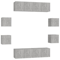Set di Mobili Porta TV 8 pz Grigio Cemento in Legno Multistrato 3079066