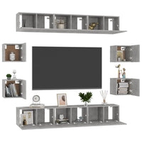 Set di Mobili Porta TV 10pz Grigio Cemento in Legno Multistrato 3079067