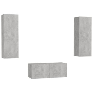 Set Porta TV 3 pz Grigio Cemento in Truciolato  cod mxl 23539