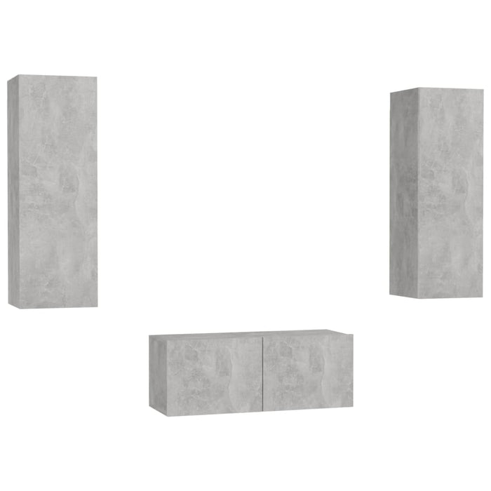 Set Porta TV 3 pz Grigio Cemento in Truciolato  cod mxl 23539