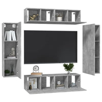Set di Mobili Porta TV 6 pz Grigio Cemento in Legno Multistrato 3079084